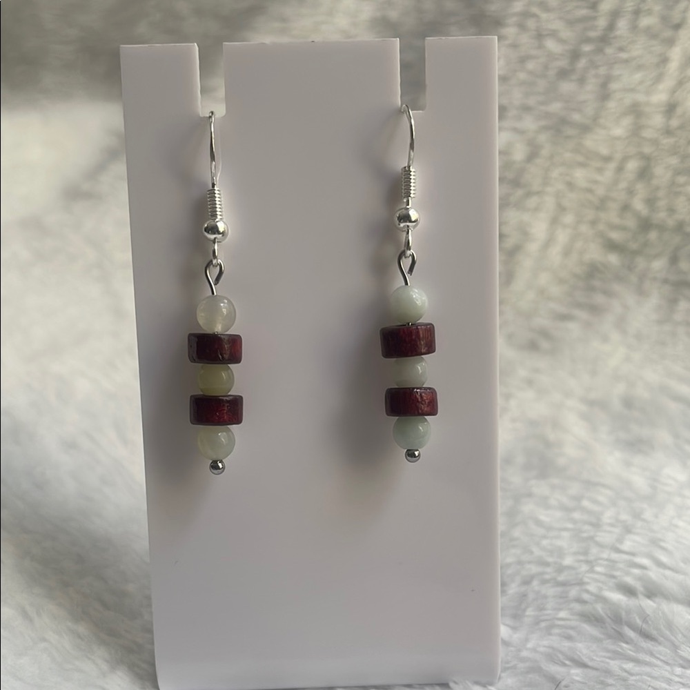 Quirky Silver and Wooden Beaded Earrings